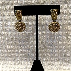 Vintage Heidi Daus Art Deco style dangling earrings in Heidi Daus bronze.